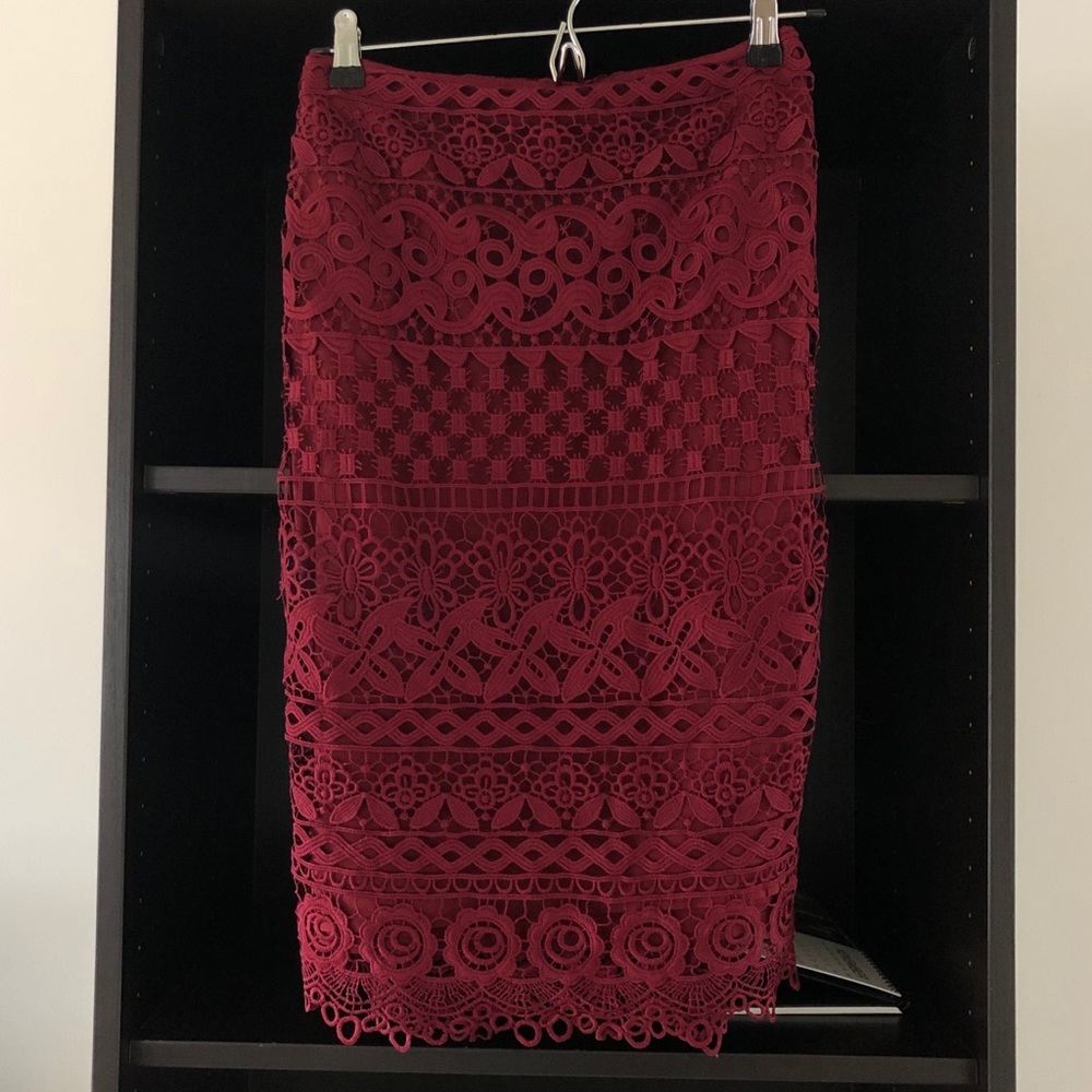 Loft Maroon Lace Skirt